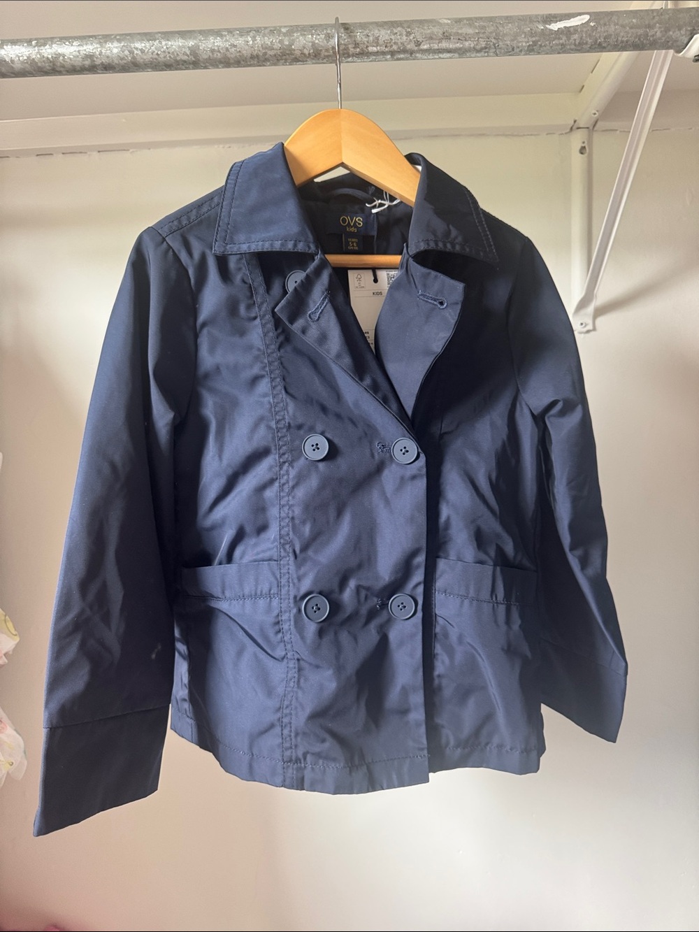 OVS Kids Navy Double-Breasted Pea Coat size 5-6
